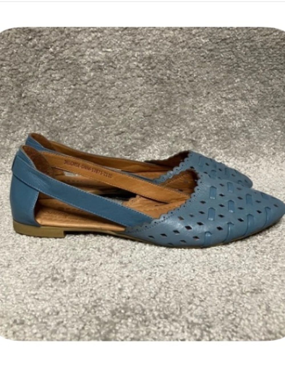 Spring Step Delorse Flats Turquoise Leather Laser Cut D'Orsay Sandals EU 42